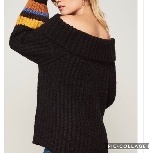 SALE! Stay Warm! Black Off the Shoulders Sweater - Picture 4 of 6